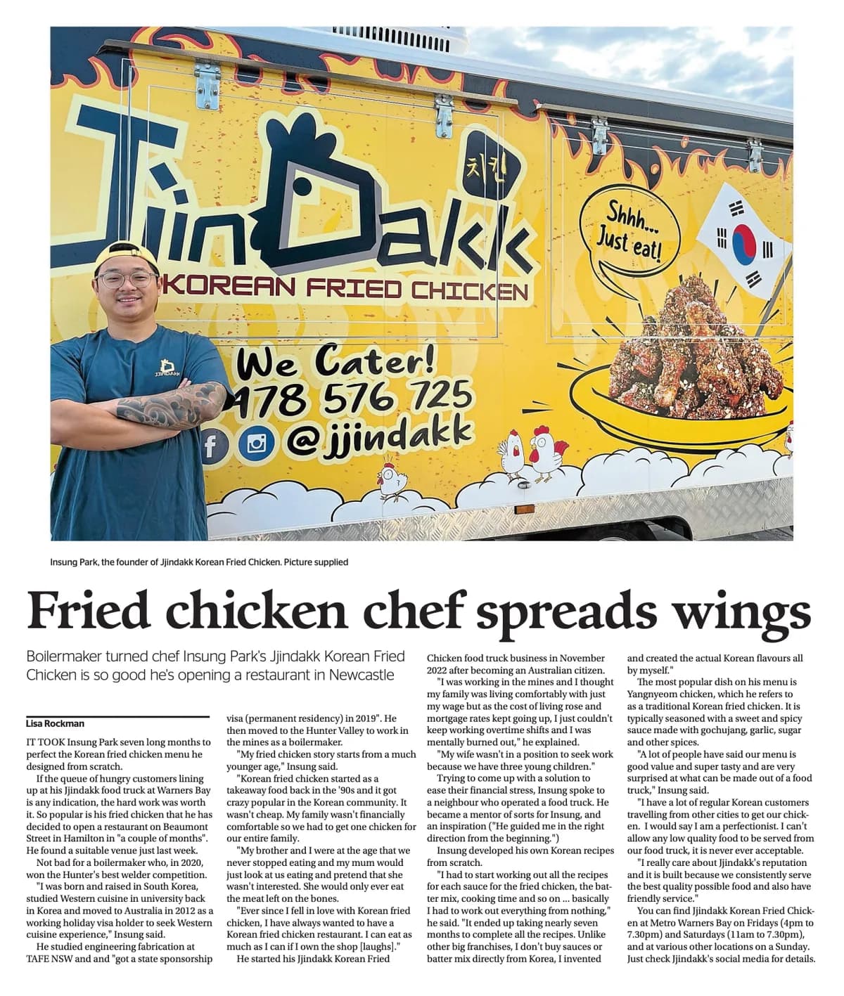 Insung Park - Founder of JJINDAKK Korean Fried Chicken Newcastle
